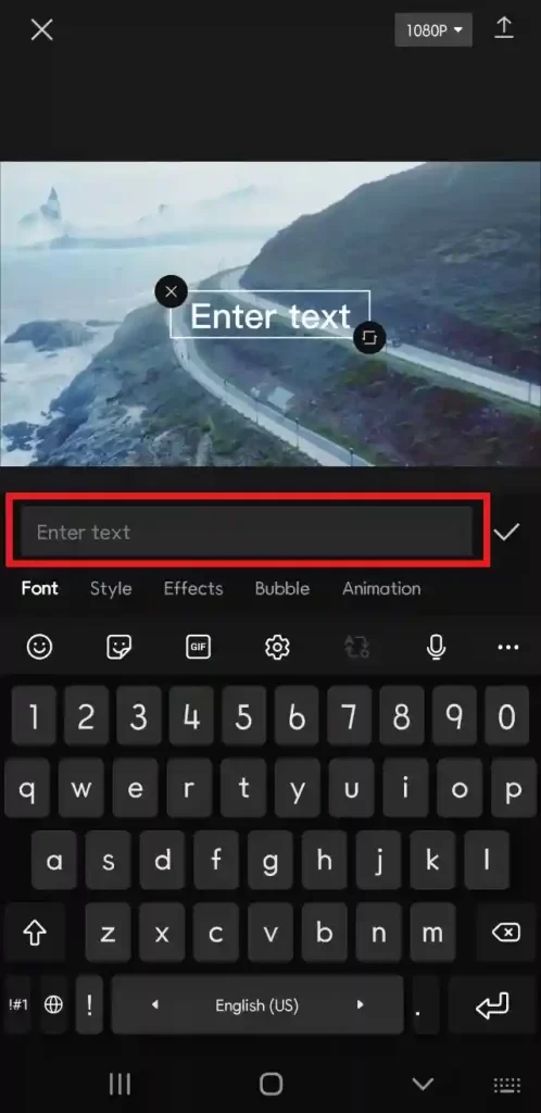 enter the text in the box