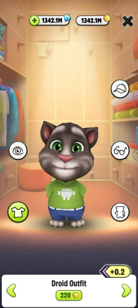Outfits in Talking Tom Mod Apk
